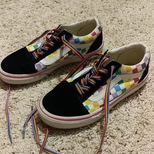 EUC Vans multi checker shoes